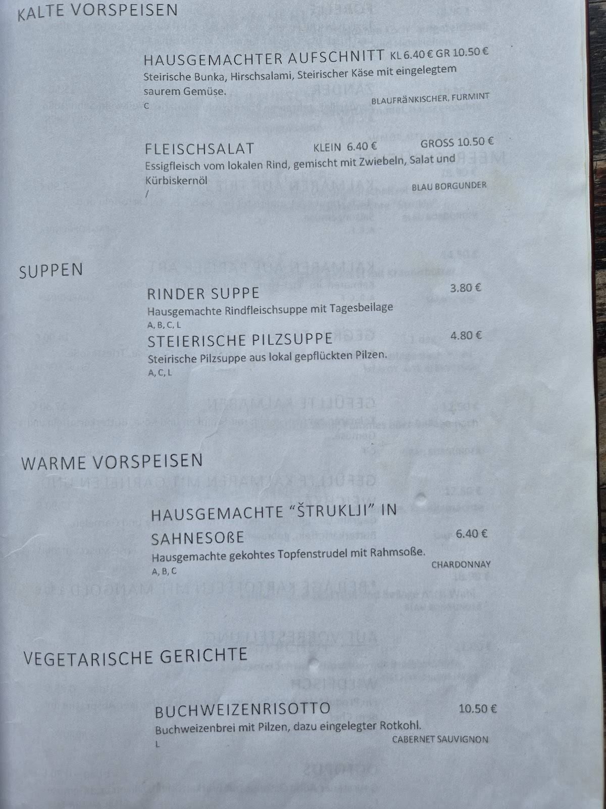 Gostilna Vernik Primož Šauperl s.p. меню