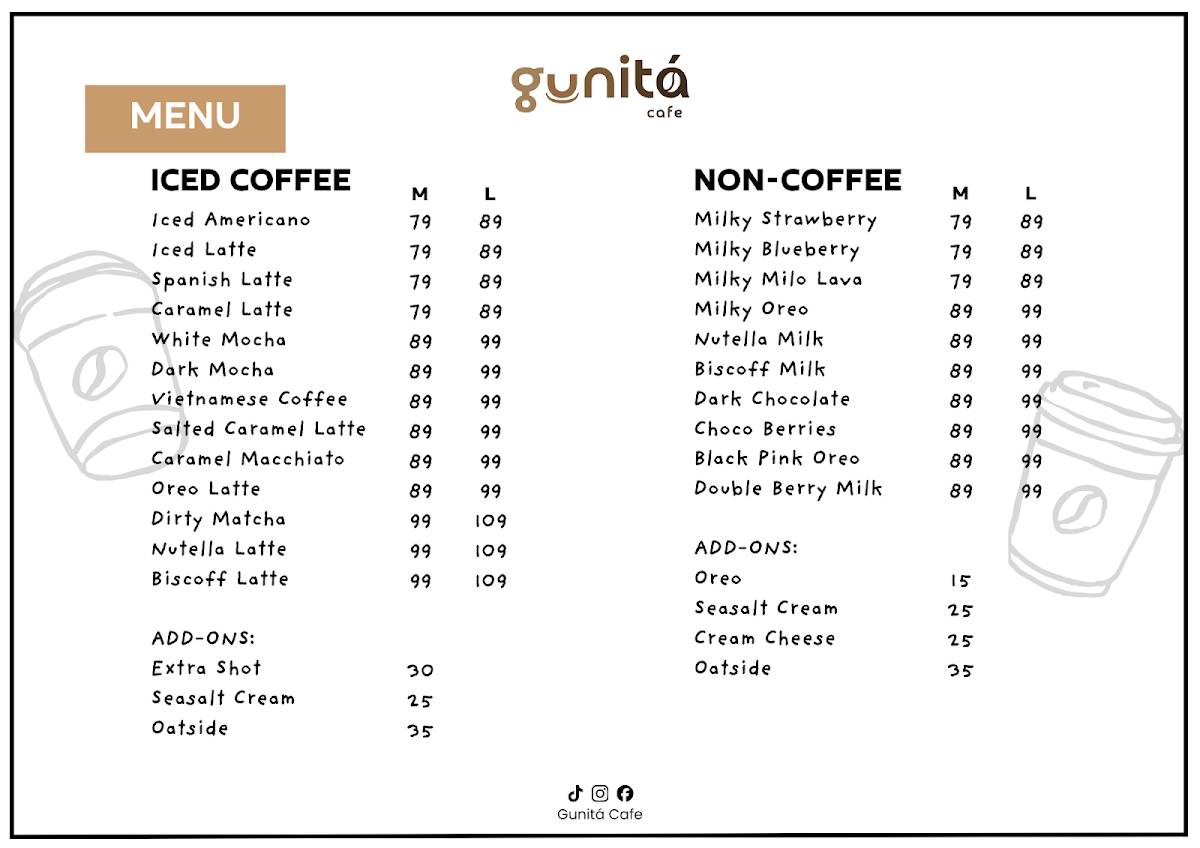 Gunitá Cafe меню