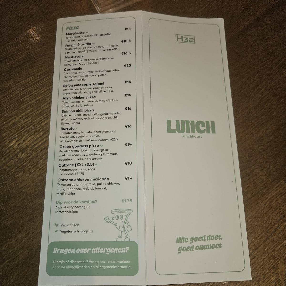 H32 Eetcafé in Oss меню