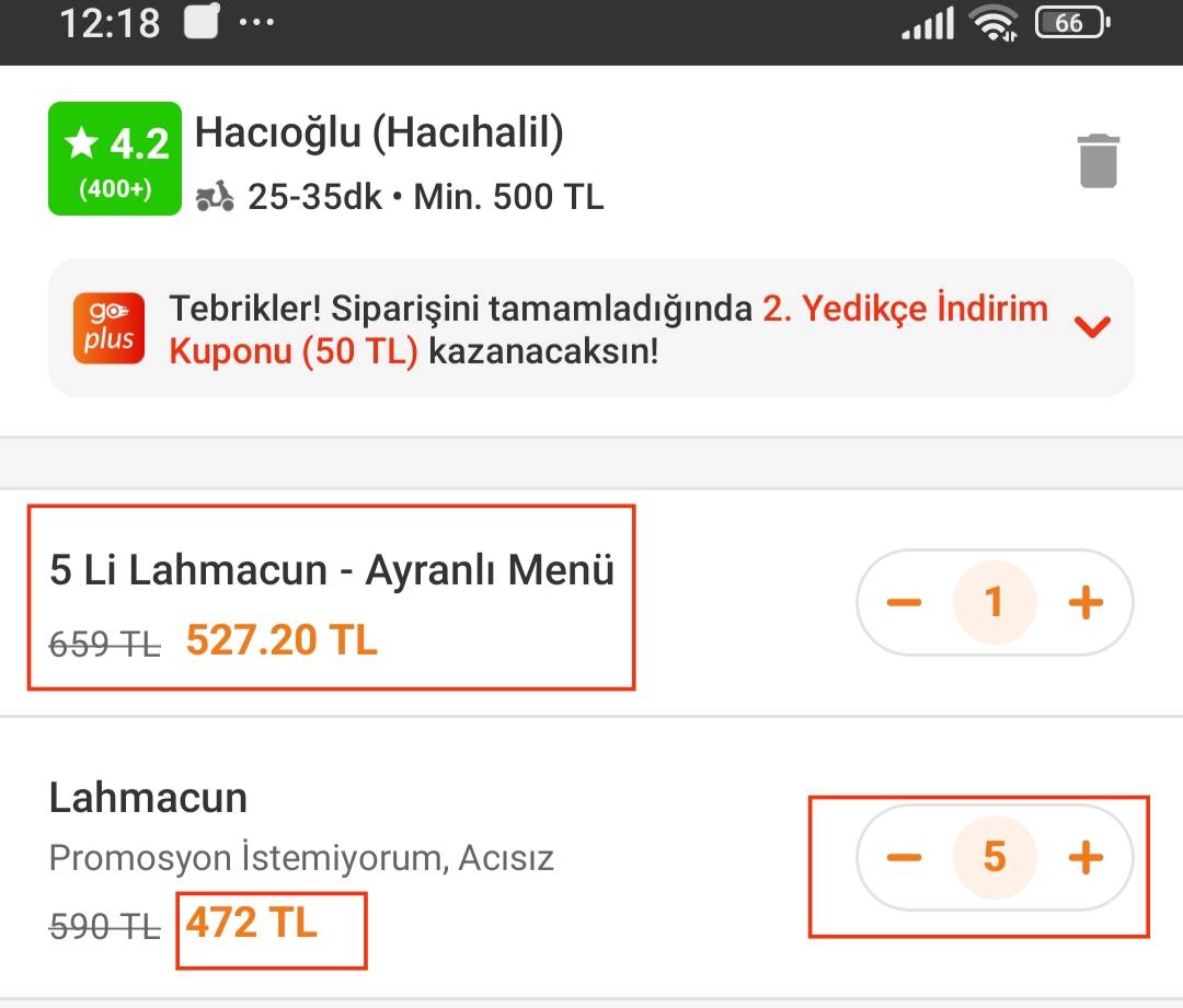 Hacıoğlu меню