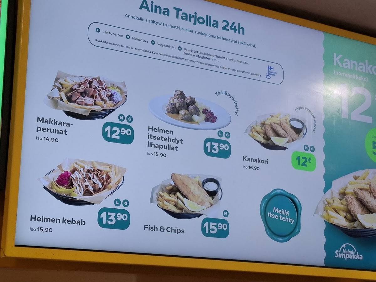 HelmiSimpukka меню