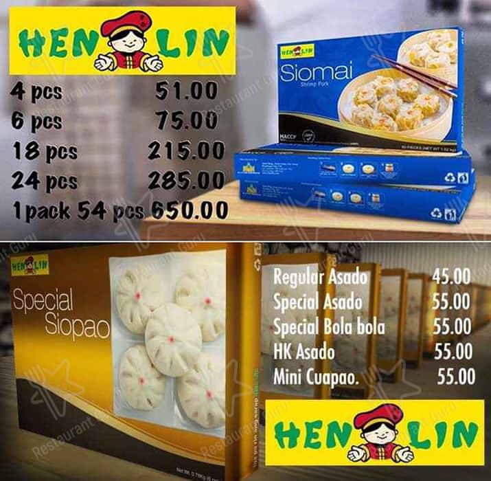 Hen Lin меню