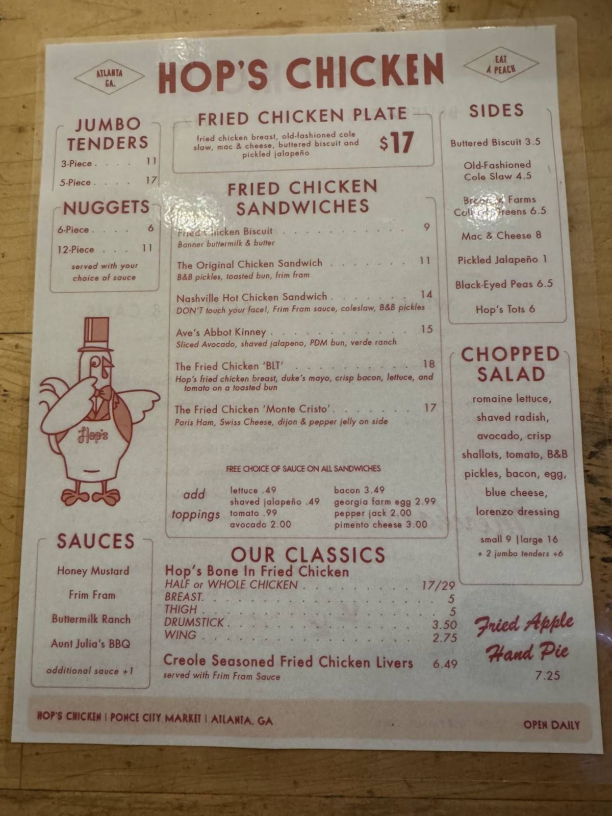 Hop's Chicken меню