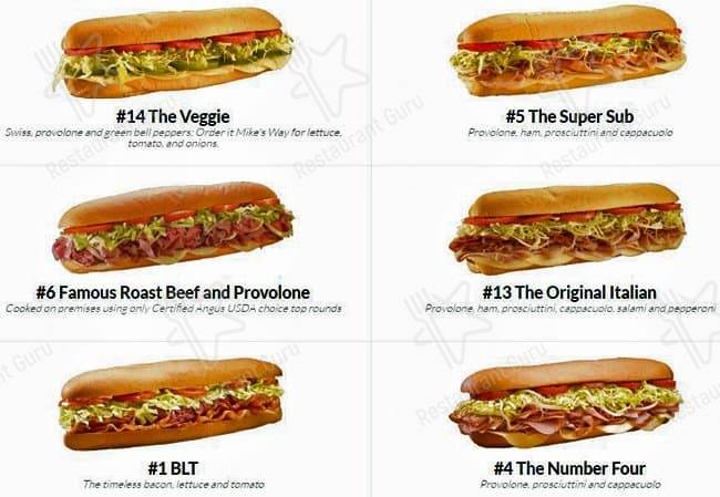 Jersey Mike's Subs меню