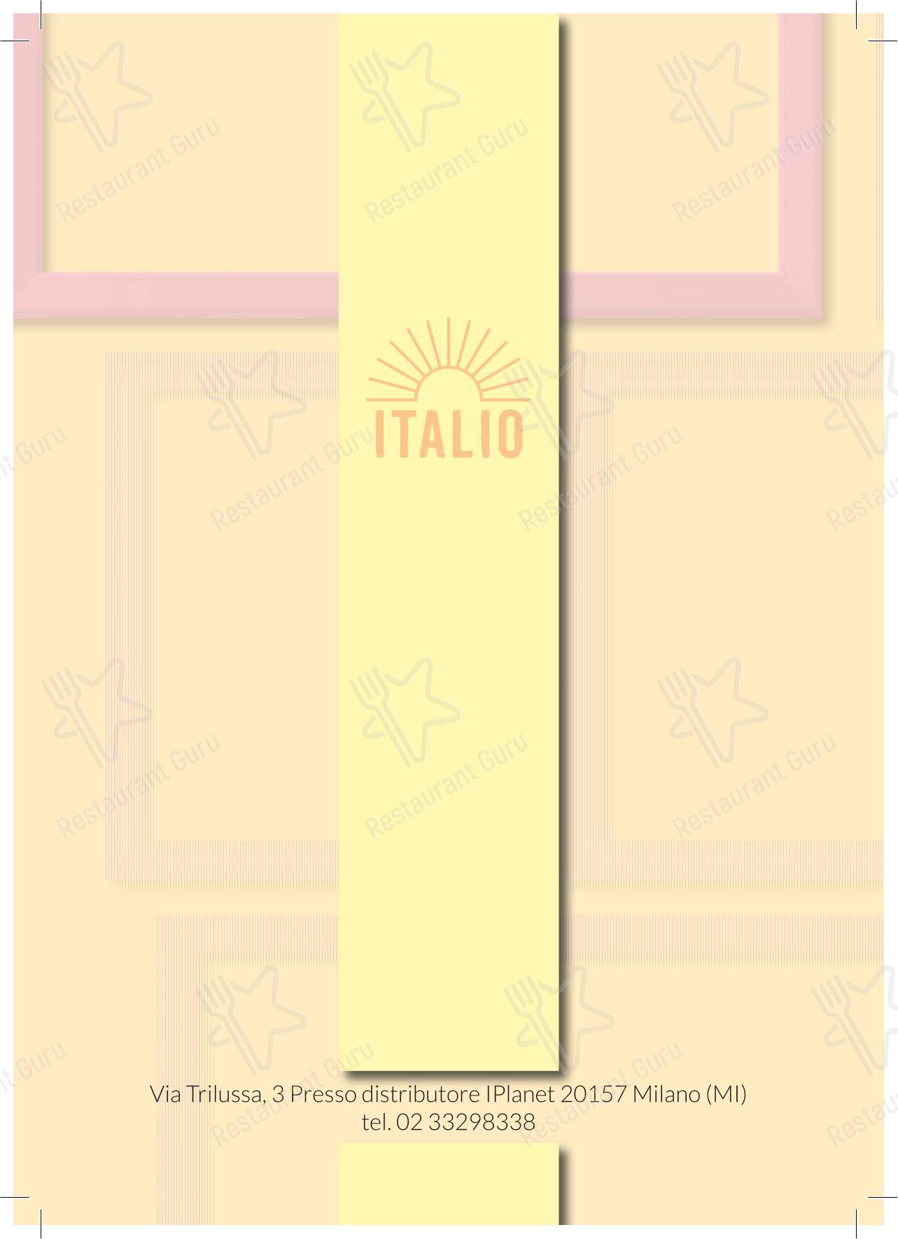 Меню ресторана ITALIO