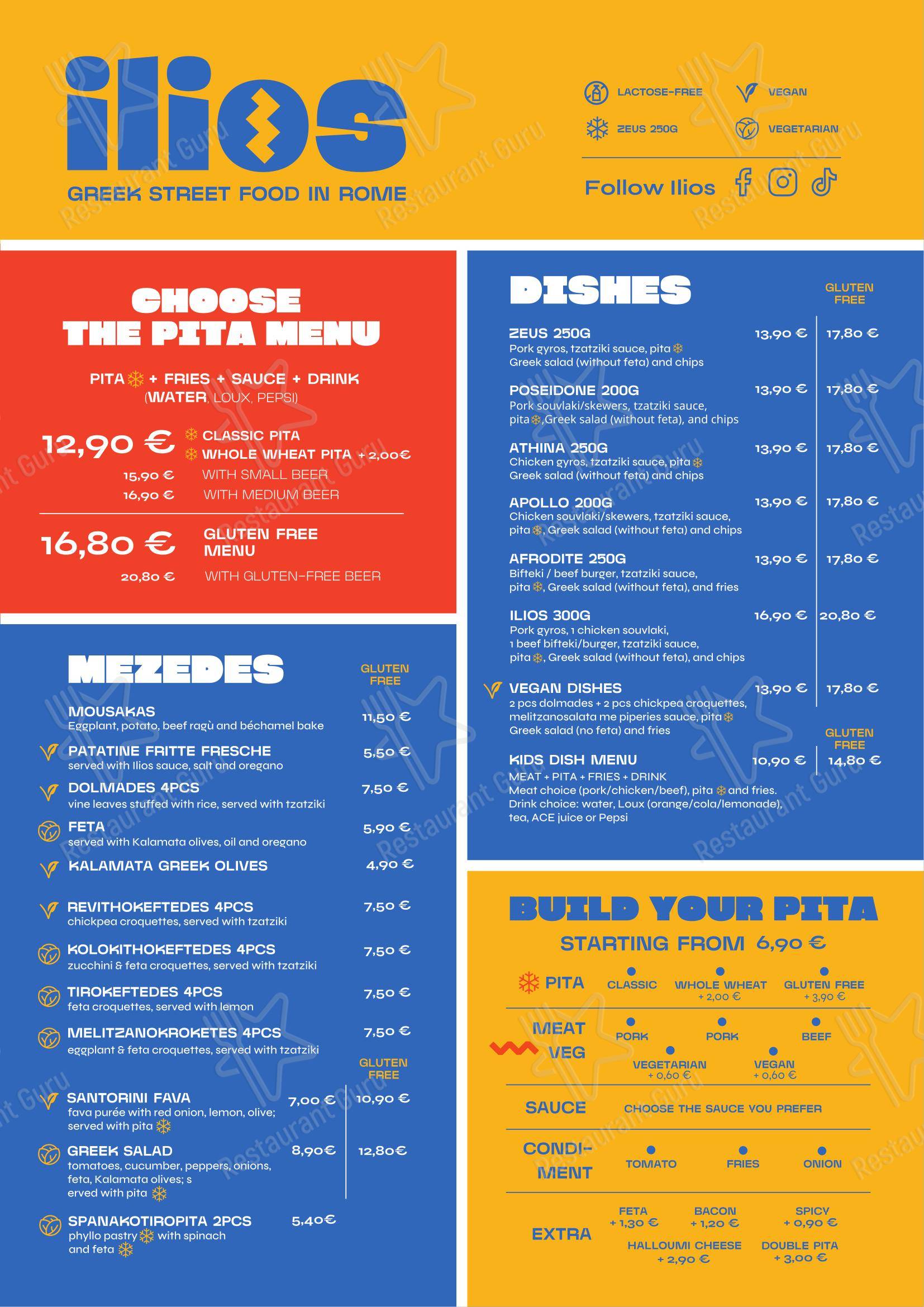 菜单 ресторана Ilios - Street Food Greco
