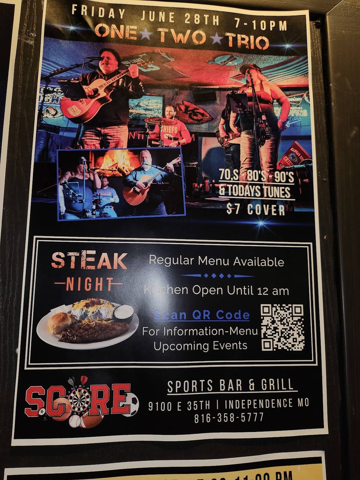 Score Sports Bar & Grill меню