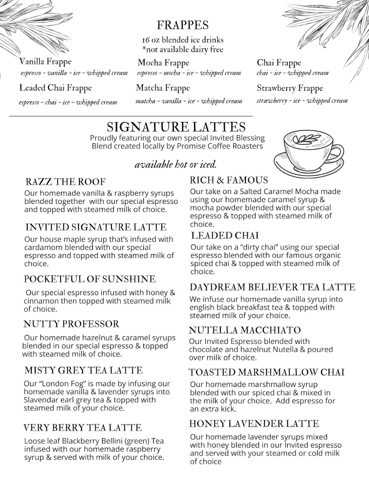 Invited To The Table меню