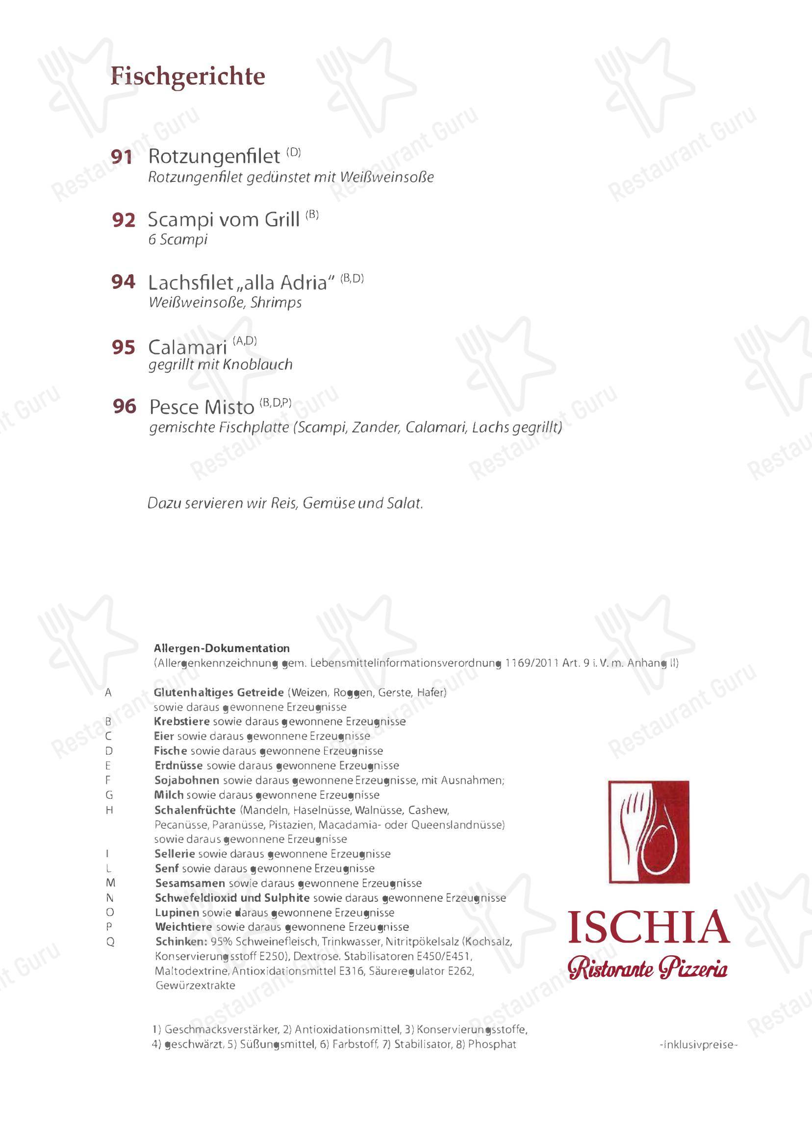 Ischia в Бельхайме - Меню