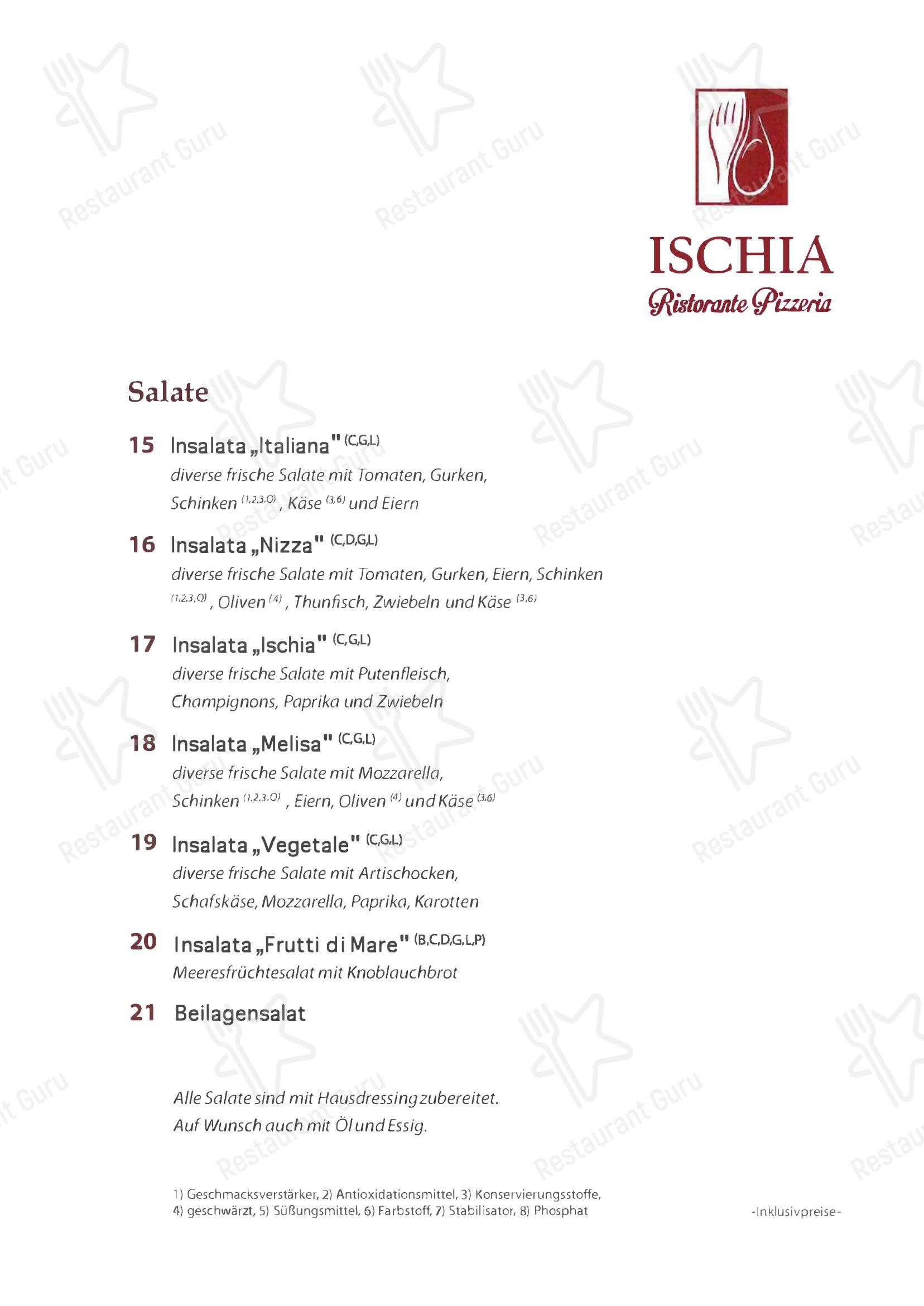 Ischia в Бельхайме - Меню