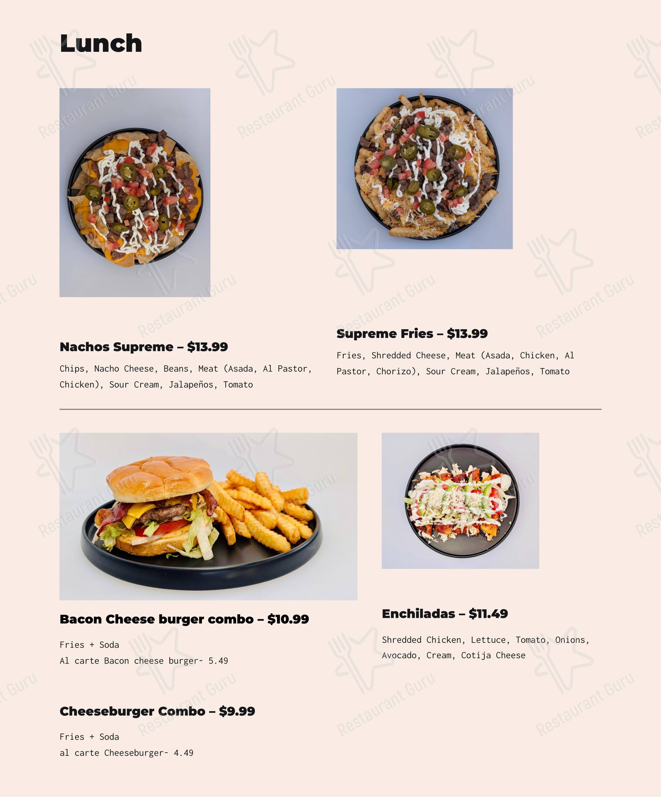 Меню ресторана JC Mexagrill