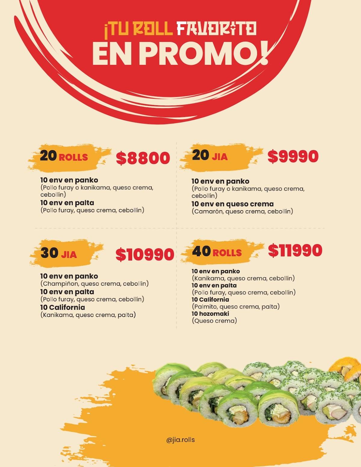 JIA ROLL´S меню