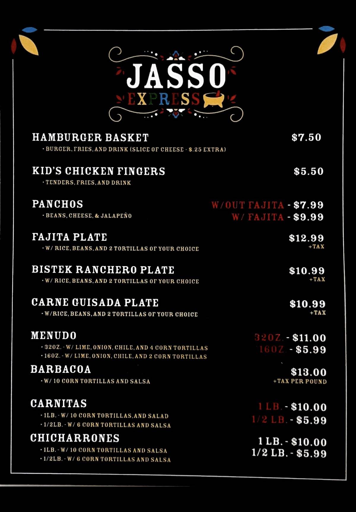 Jasso Express меню