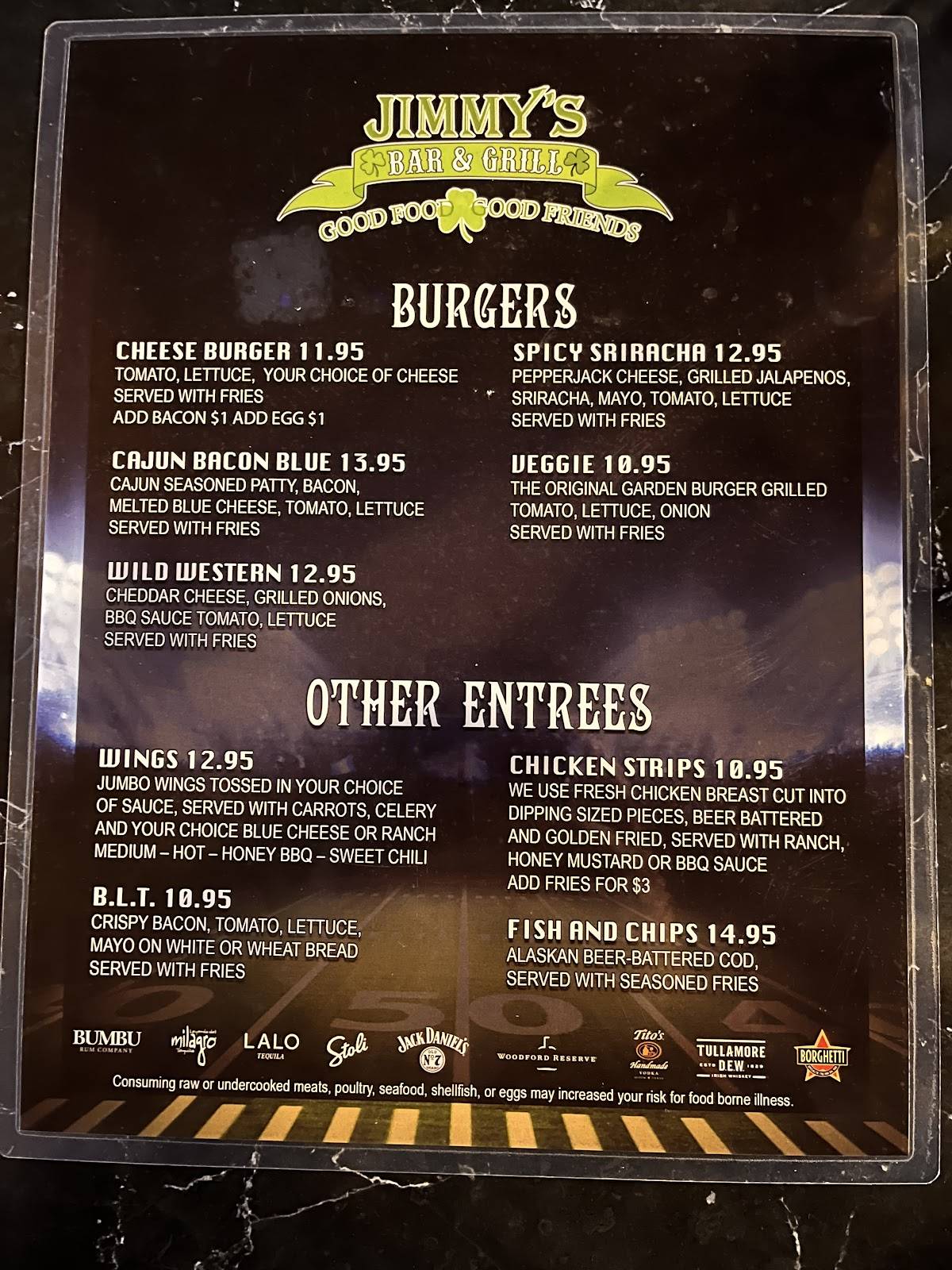 Jimmy's Sports Bar меню