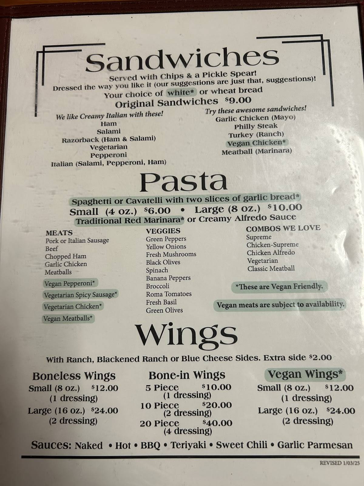 Jim's Razorback Pizza меню