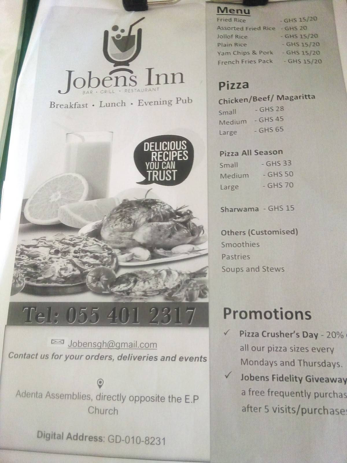 Jobens Inn меню