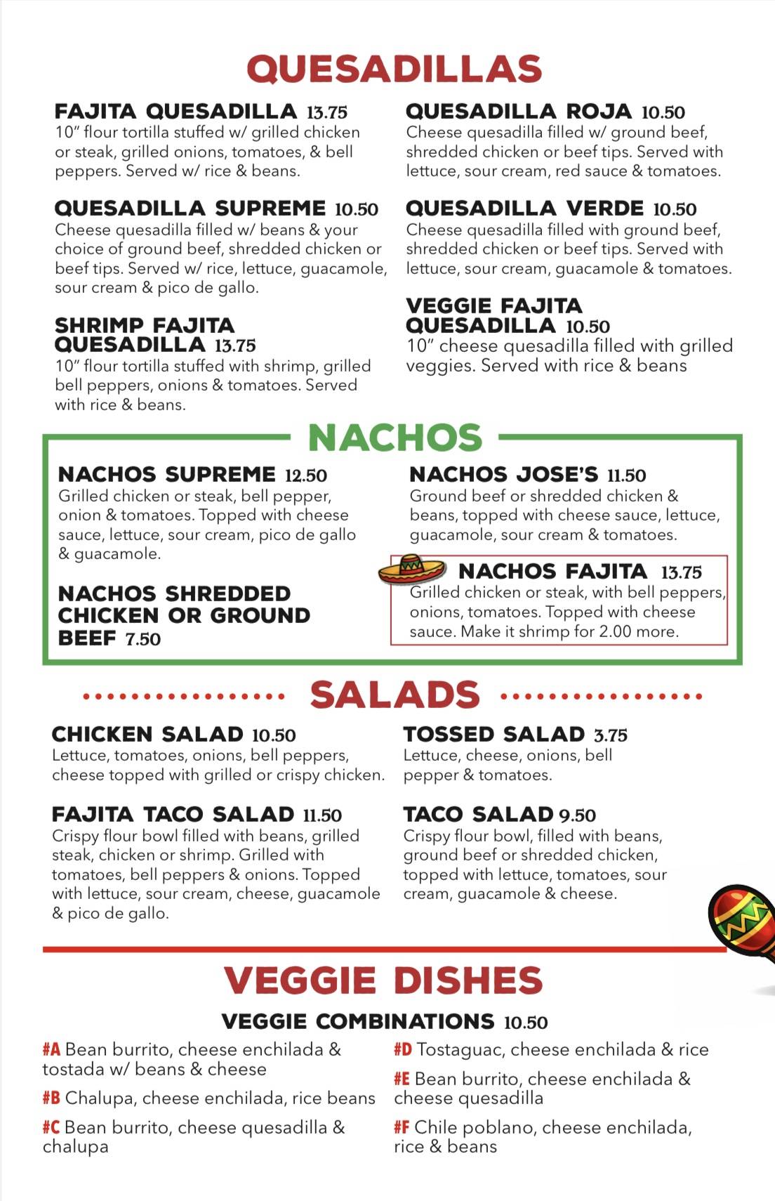 Jose’s Mexican Restaurant меню