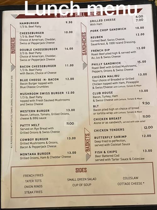 K Bar & Grill меню