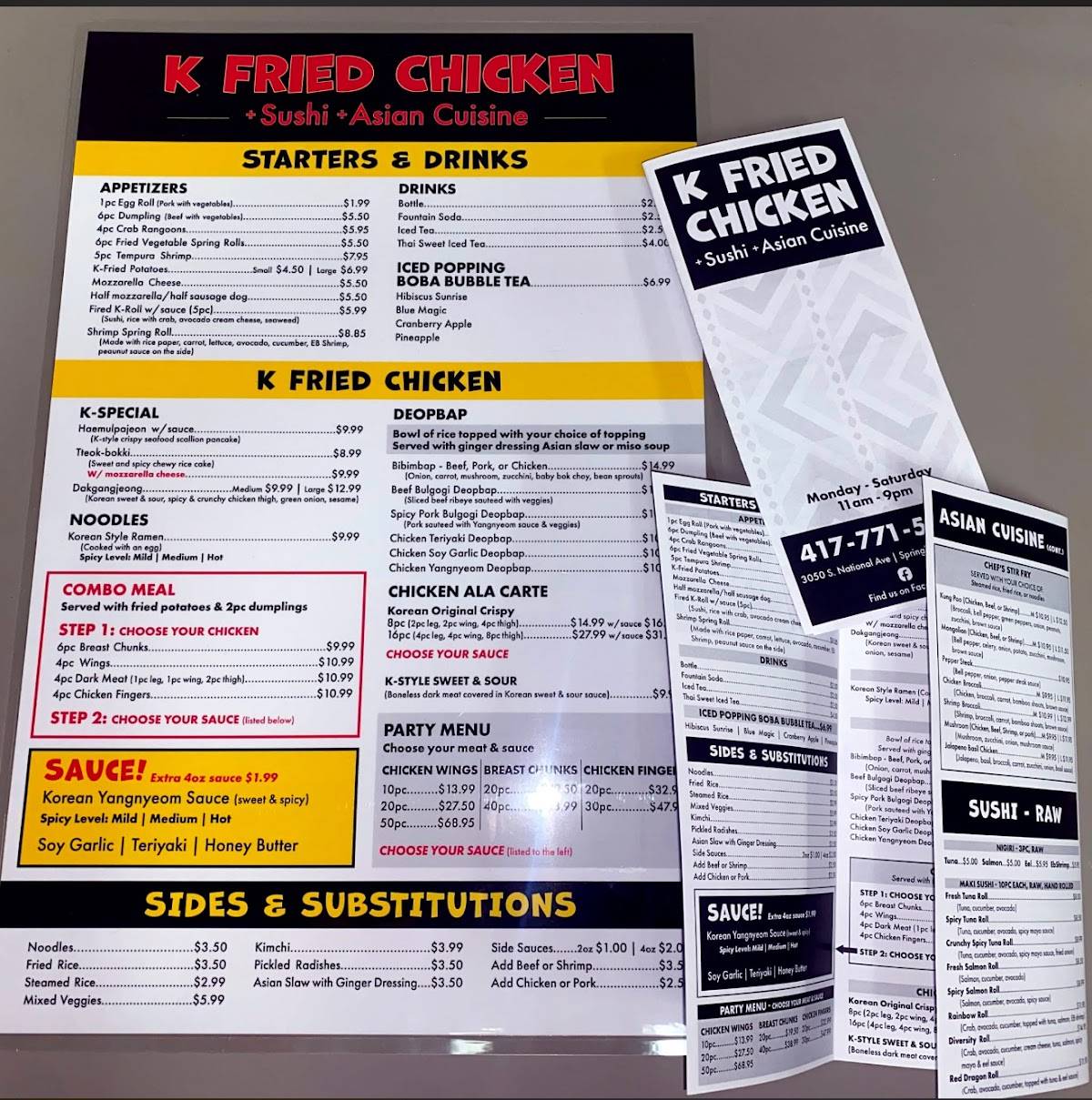 K Fried Chicken & Sushi + Asian Cuisine меню