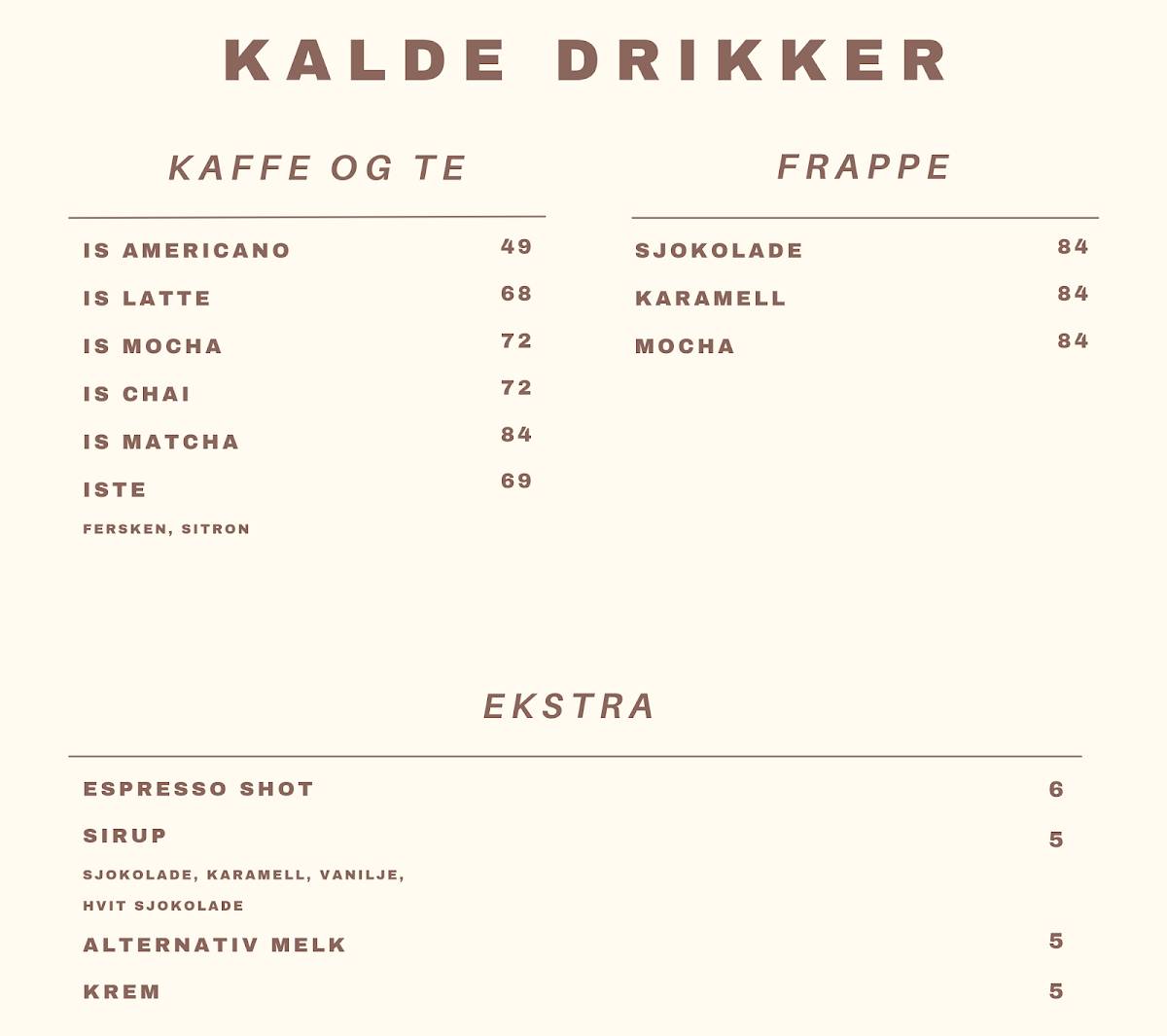 Kaffe Frida меню