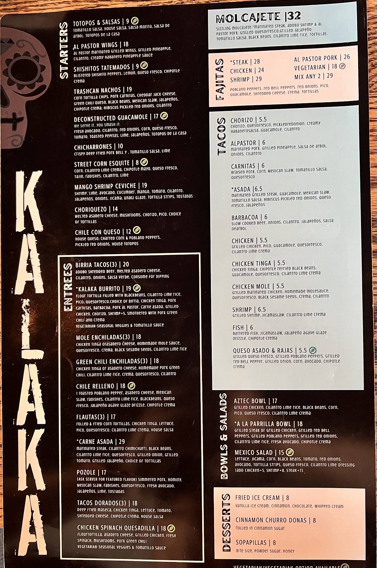 Kalaka Mexican Kitchen - Berkeley меню