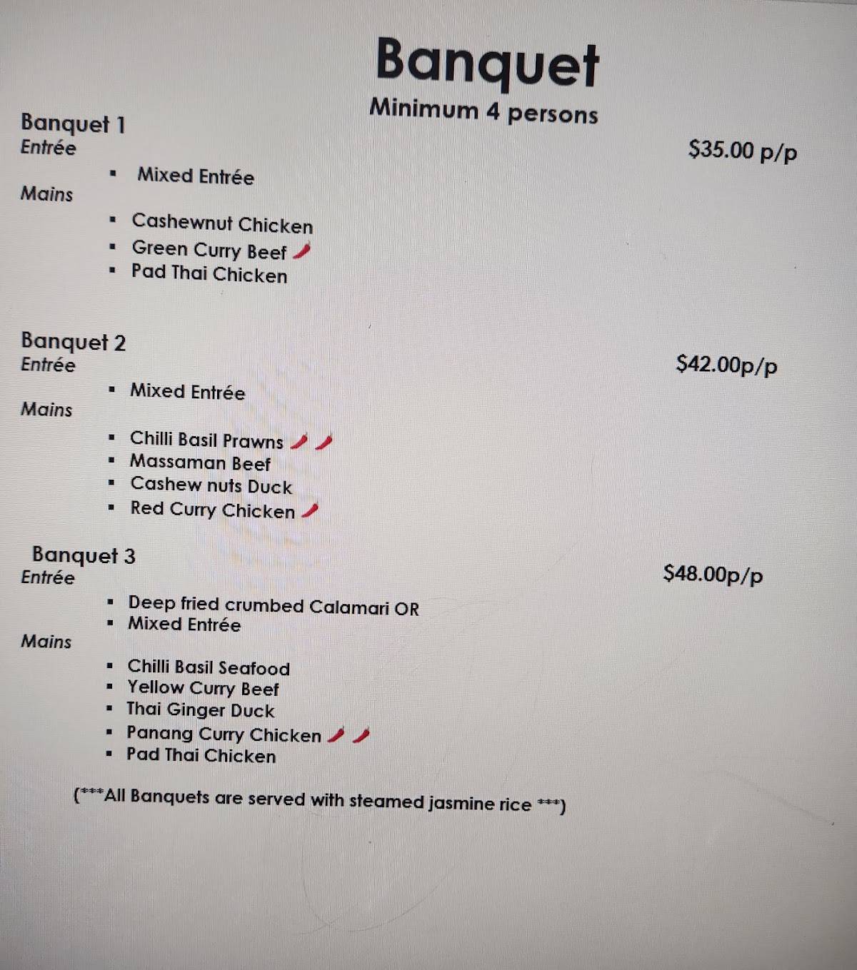 Kinnaree Thai Restaurant меню