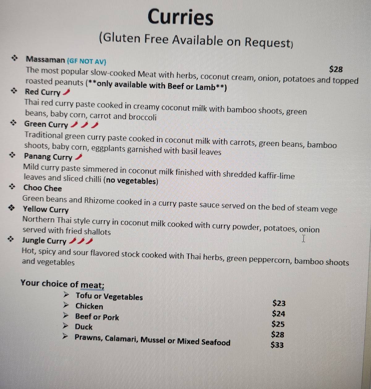 Kinnaree Thai Restaurant меню