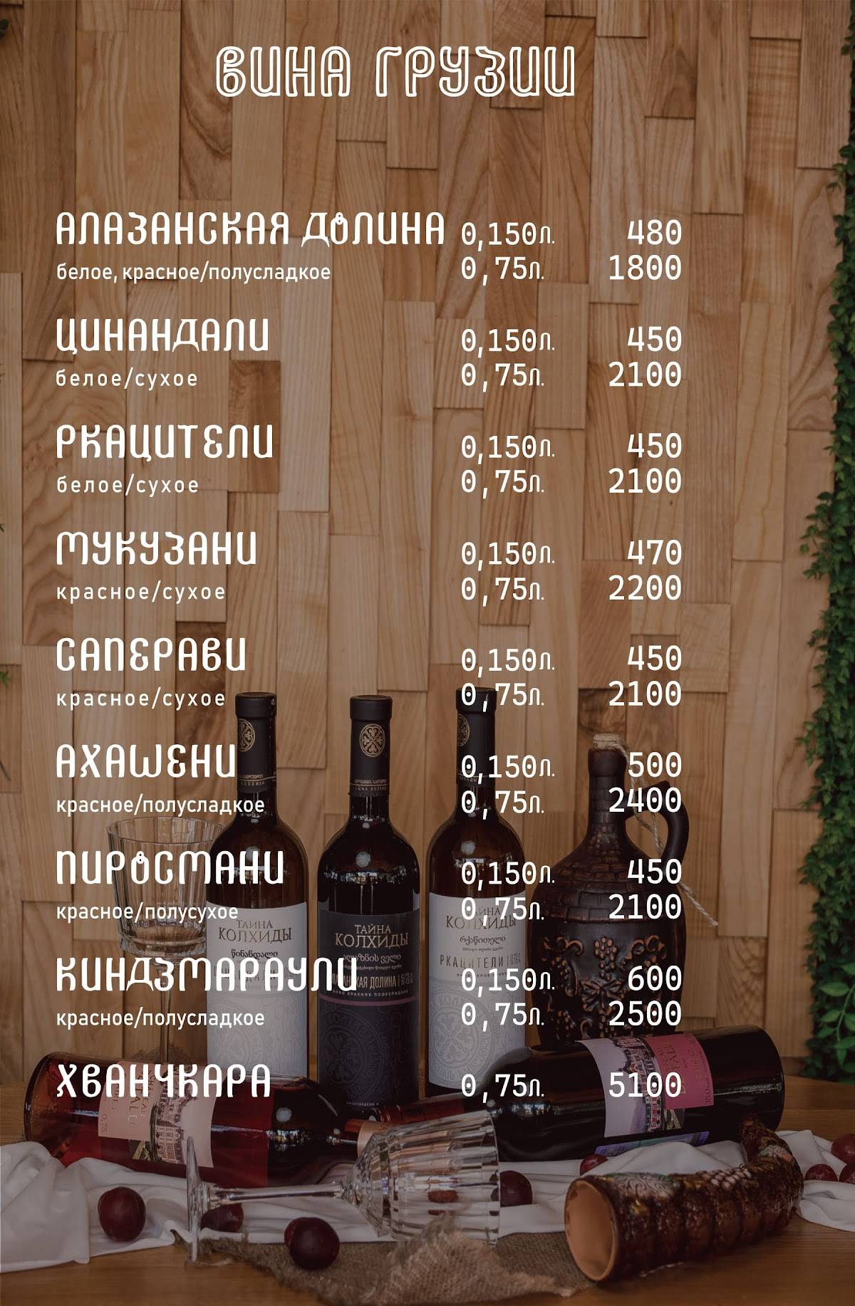 Кинза меню