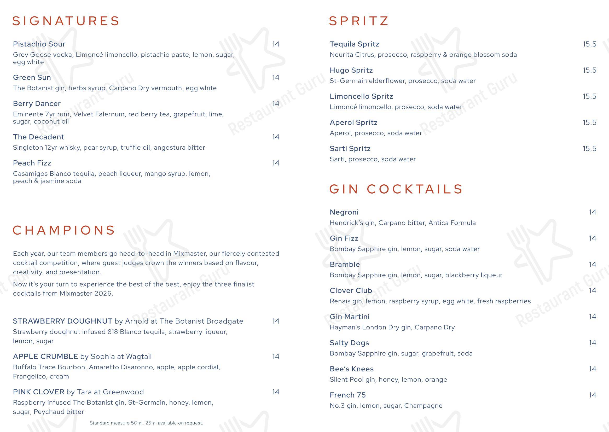 Меню ресторана Kitty Hawk - Dinner Menu