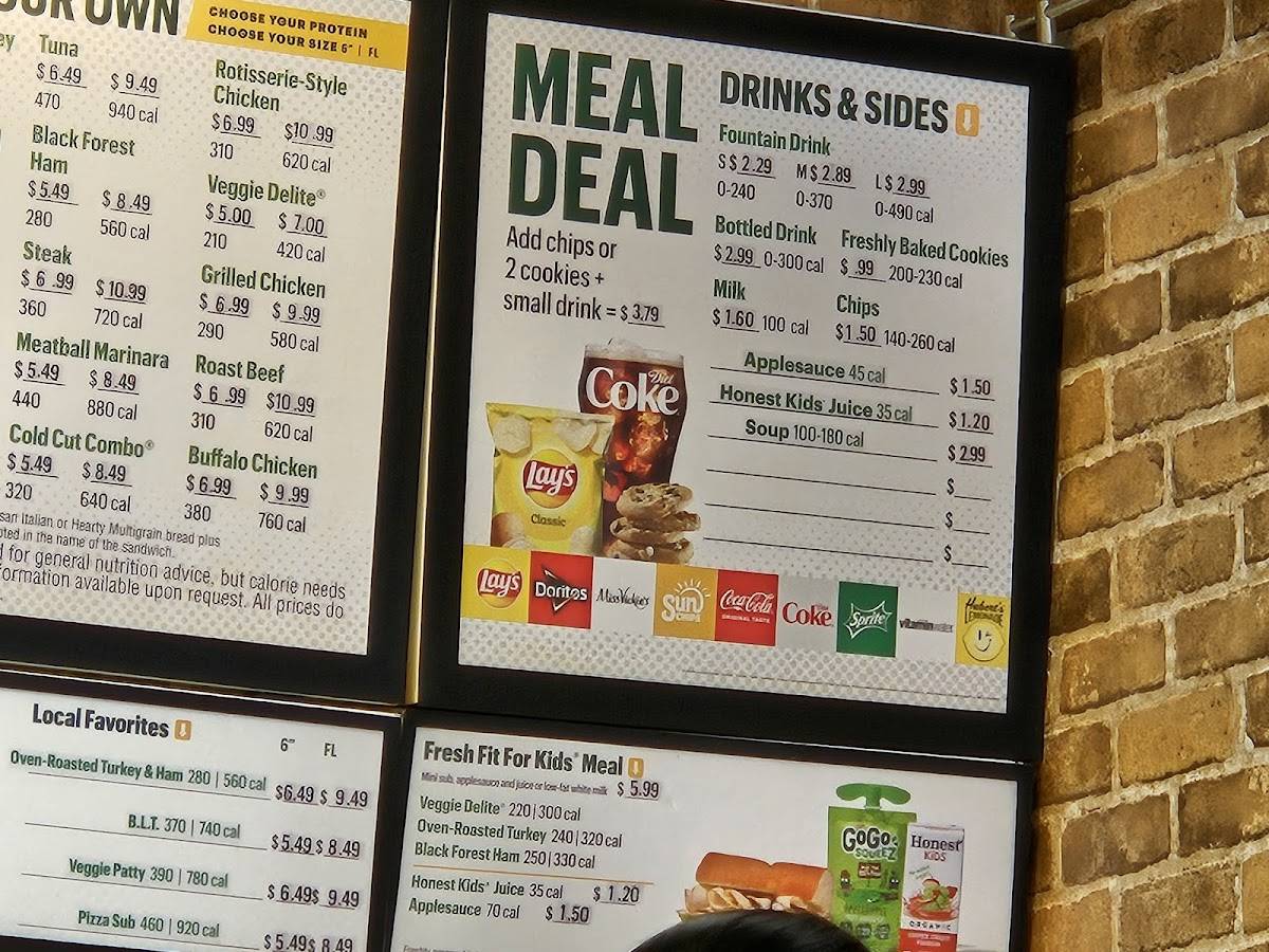 Subway меню