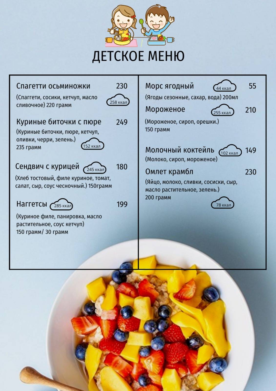 Авокадо меню