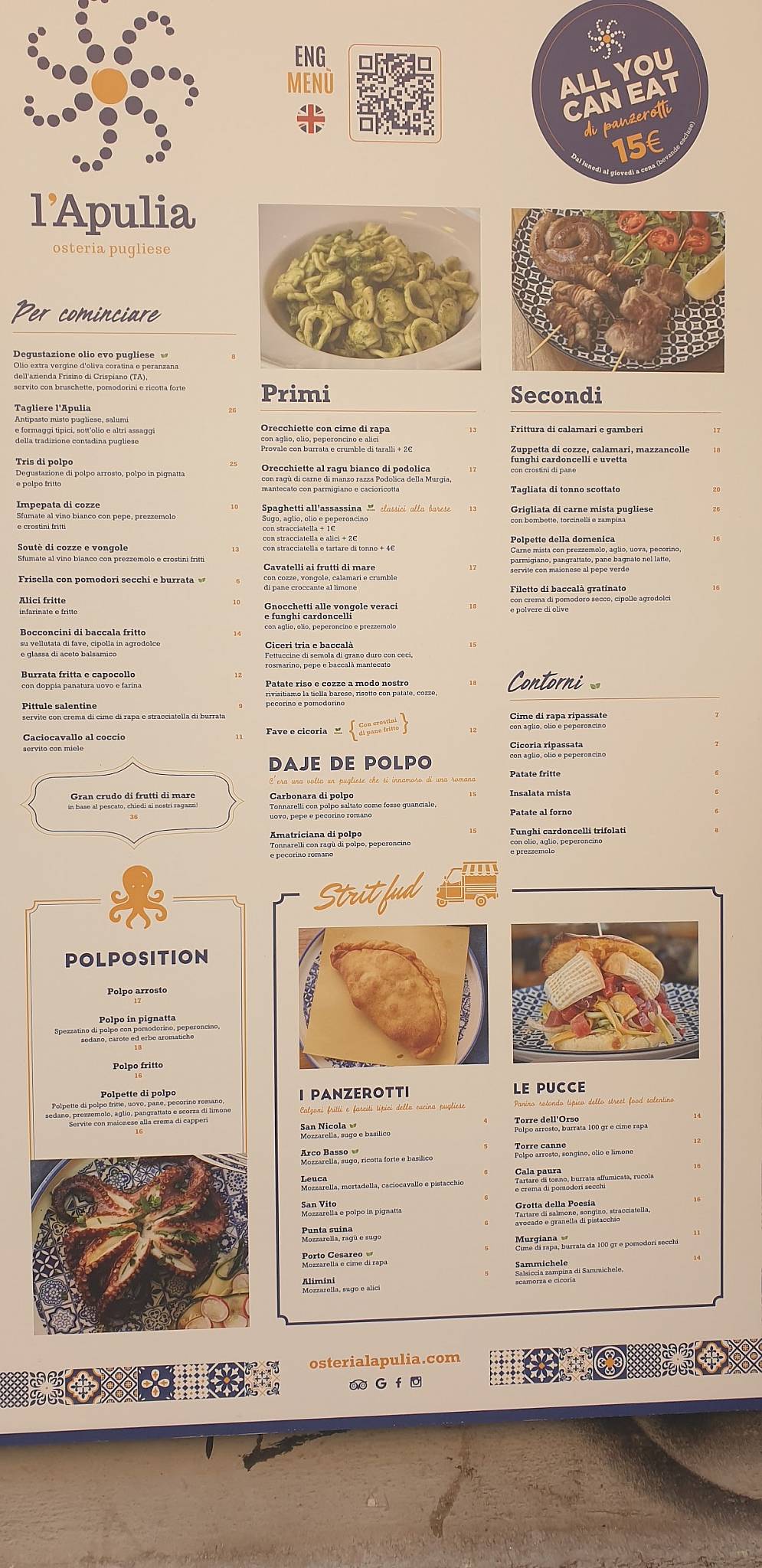 L’Apulia - Osteria Pugliese меню