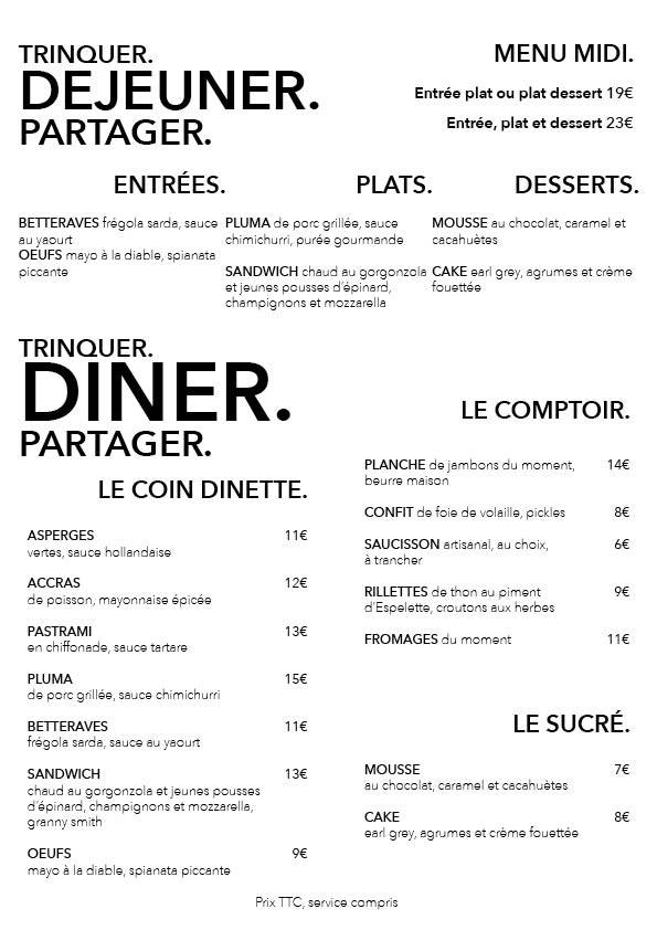Le Comptoir меню