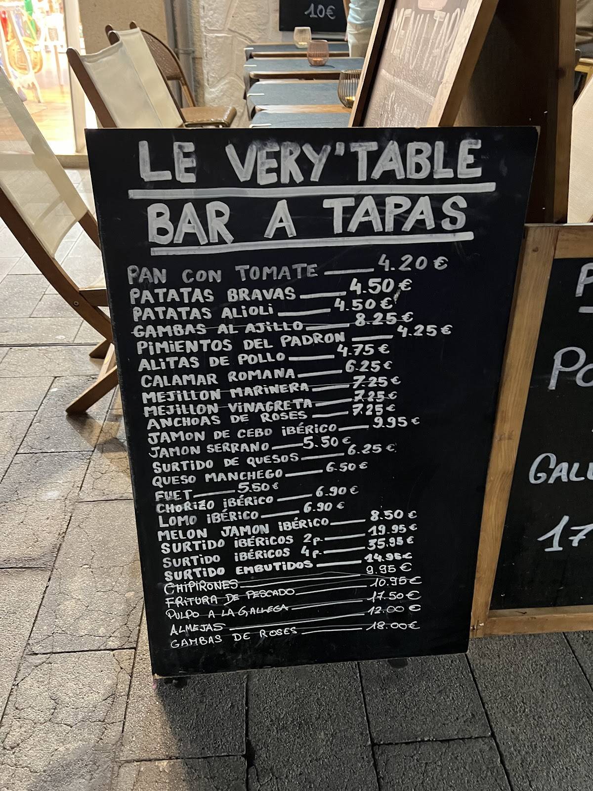 LE VERY-TABLE меню