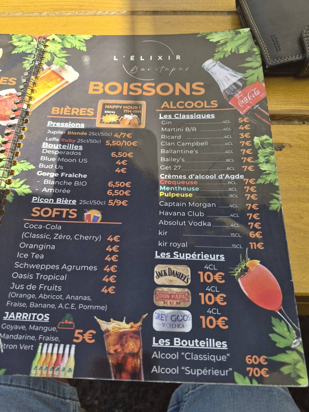 L'Élixir меню