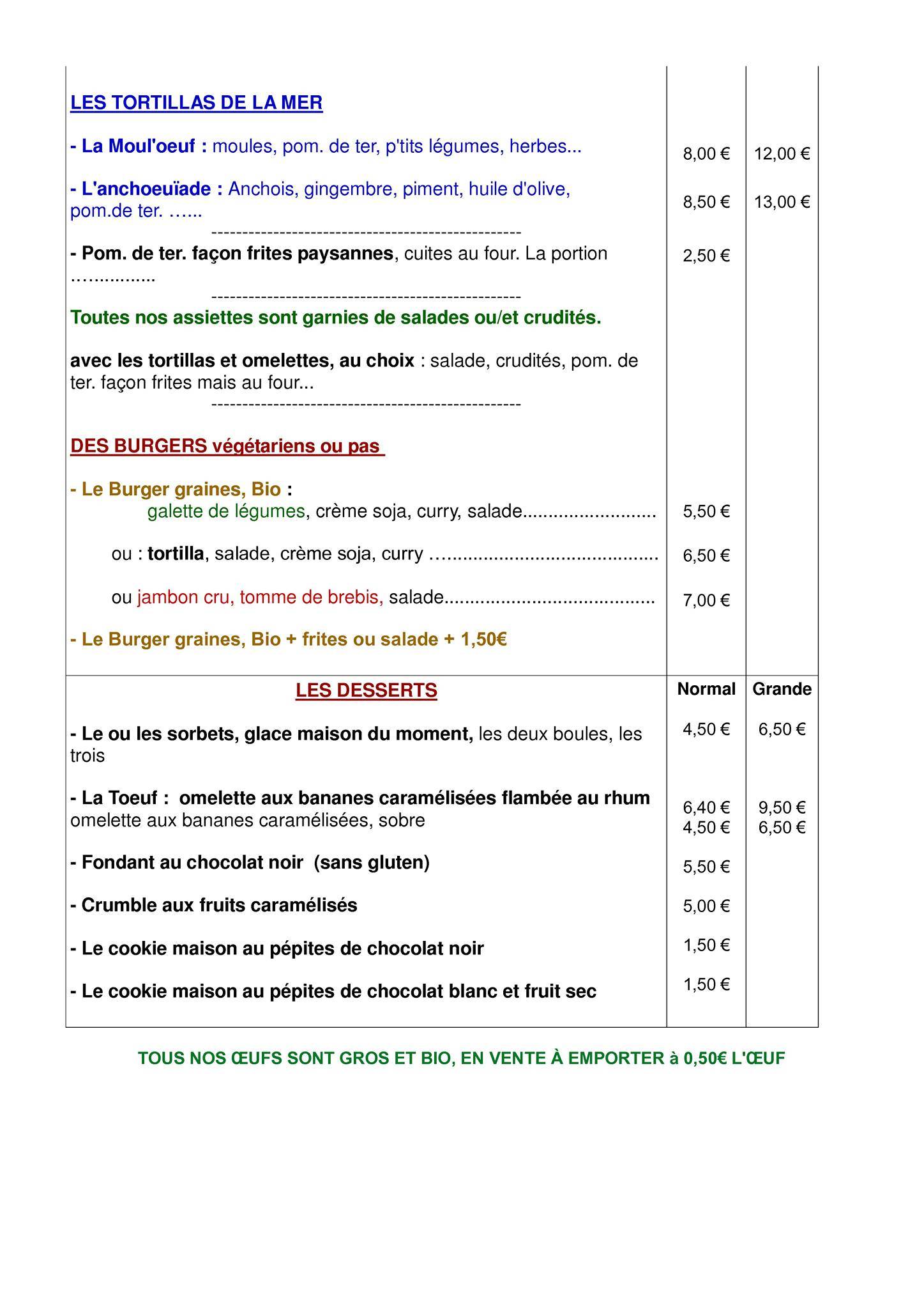 L'Euphorie Sète меню