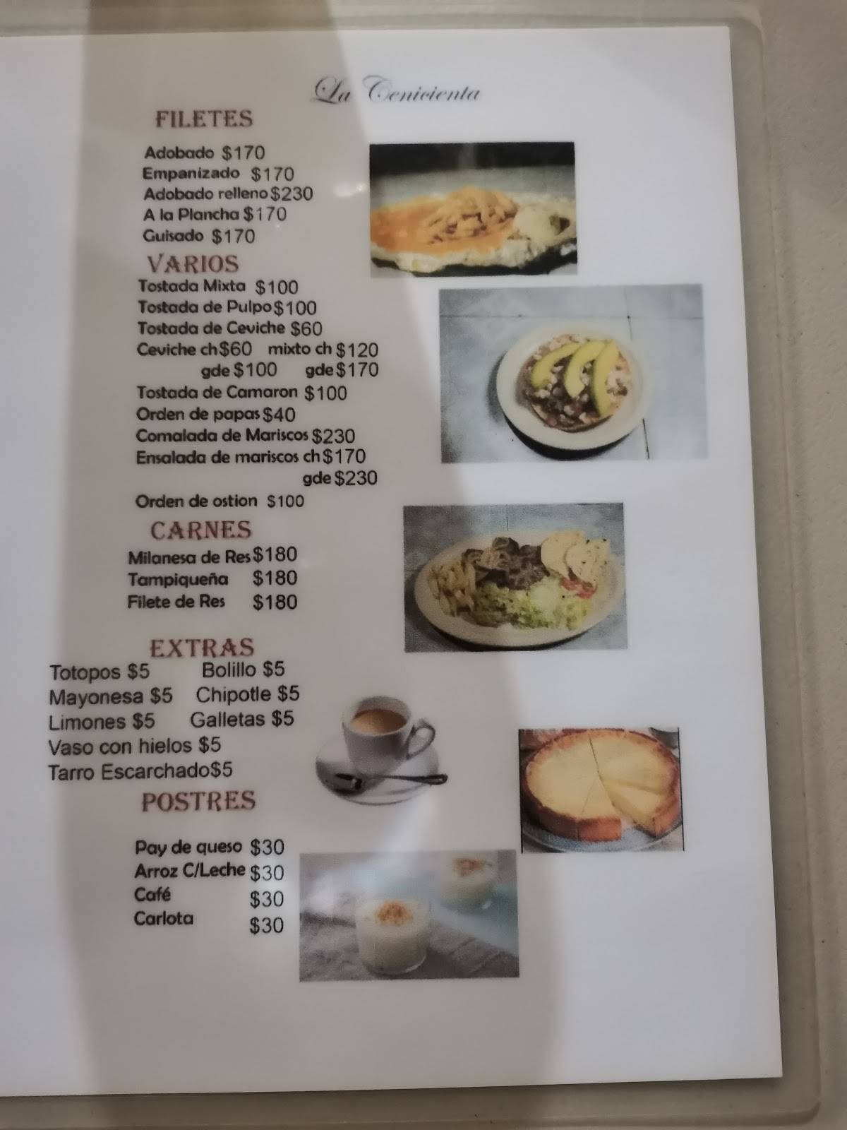 La Cenicienta меню