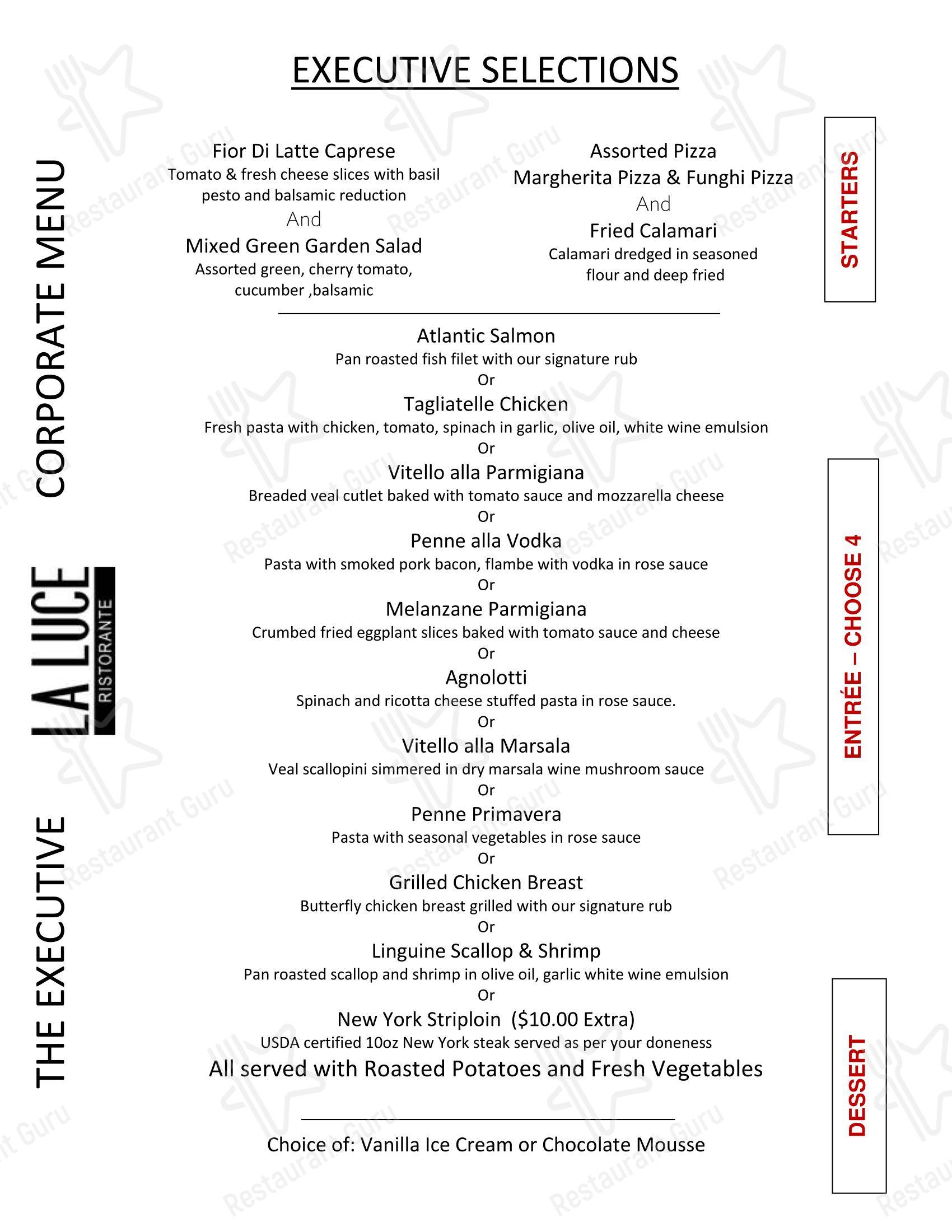 Меню La Luce Ristorante ‍ - еда и напитки
