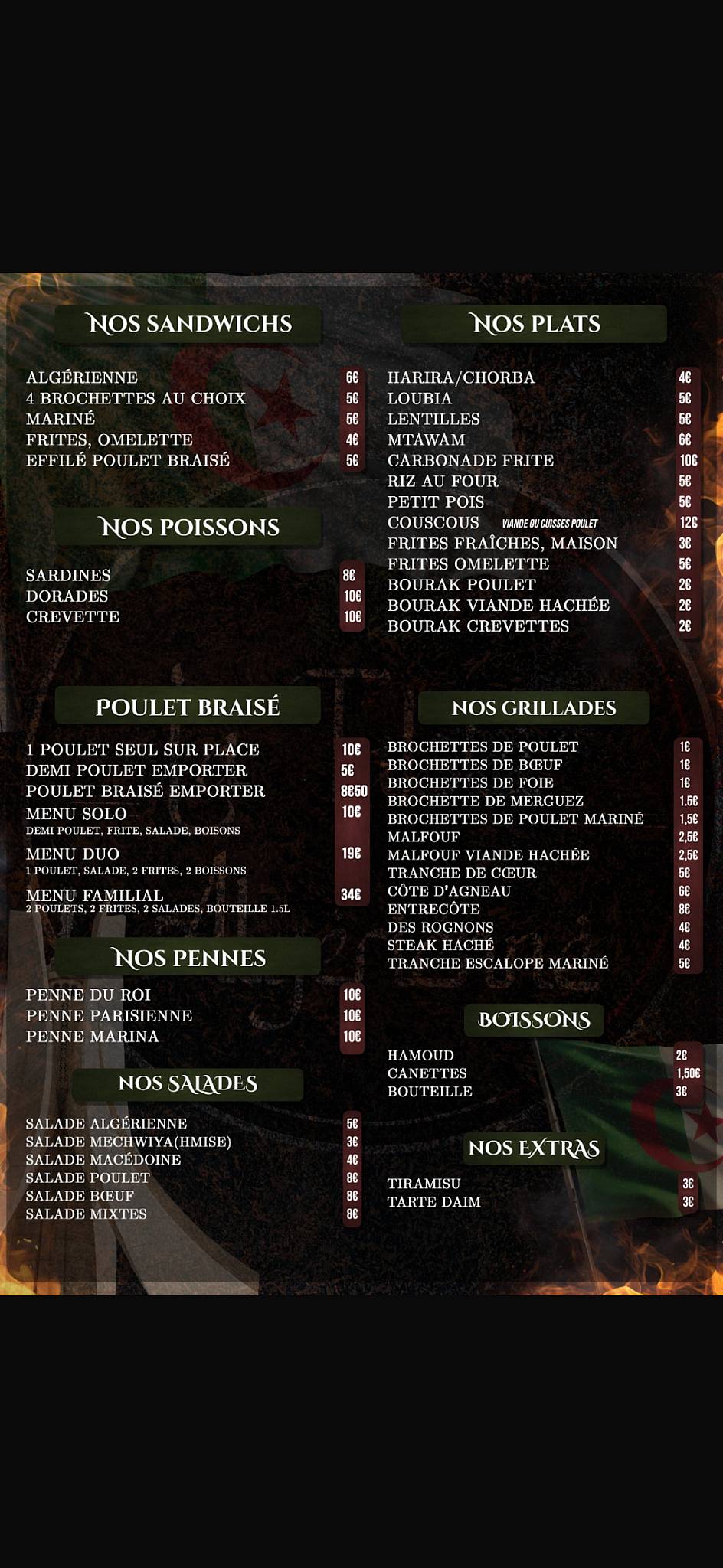 La table algérienne меню
