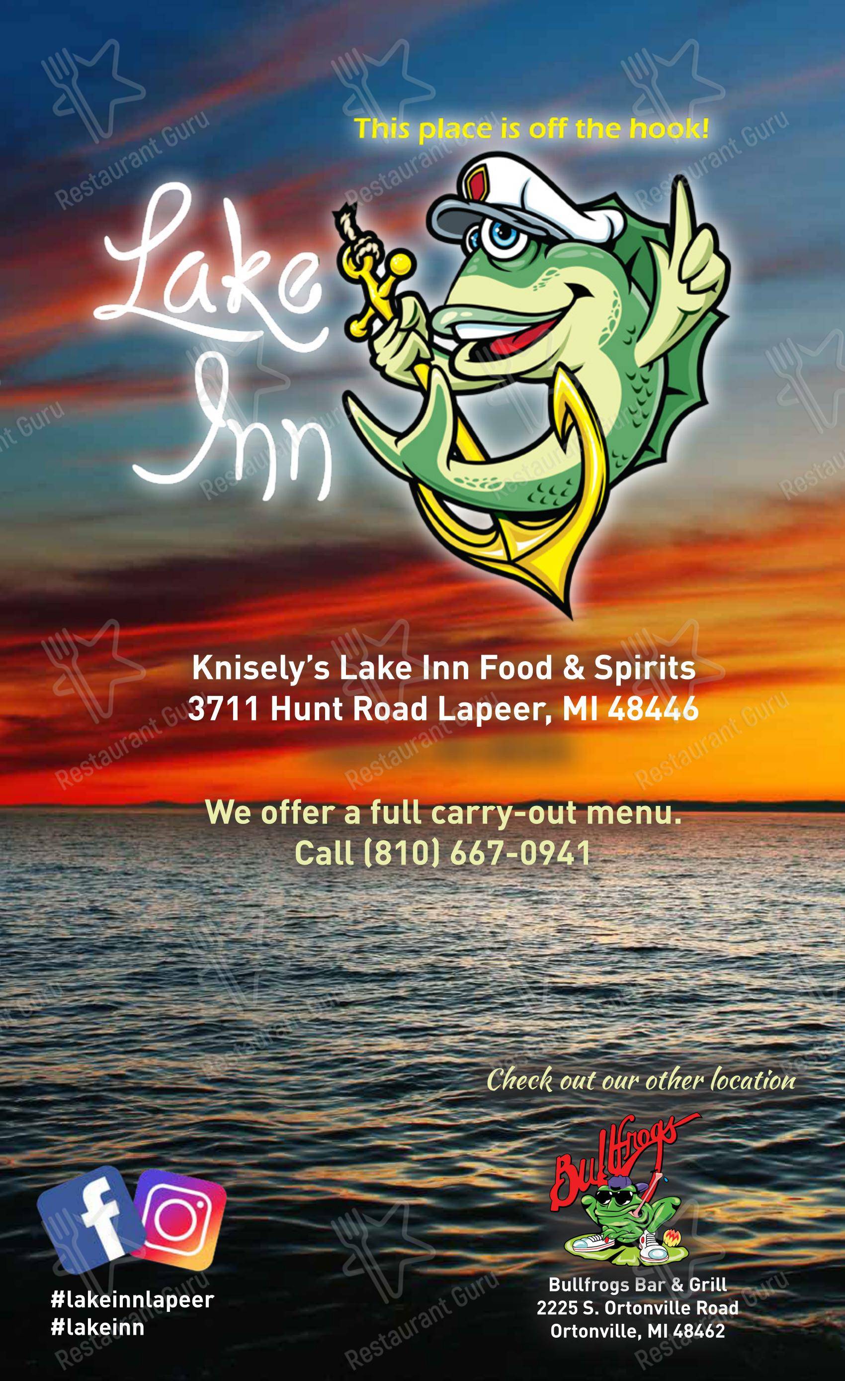 菜单 паба и бара Lake Inn в Лапире