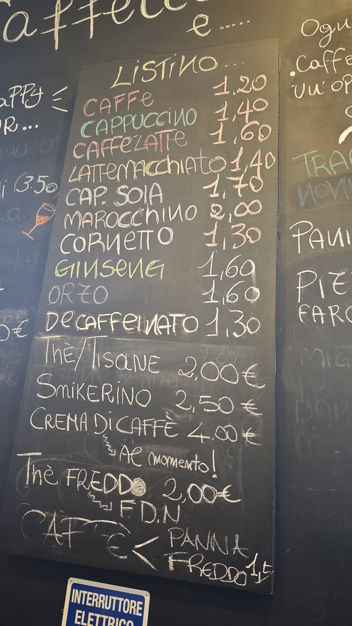L'arte della Caffetteria меню