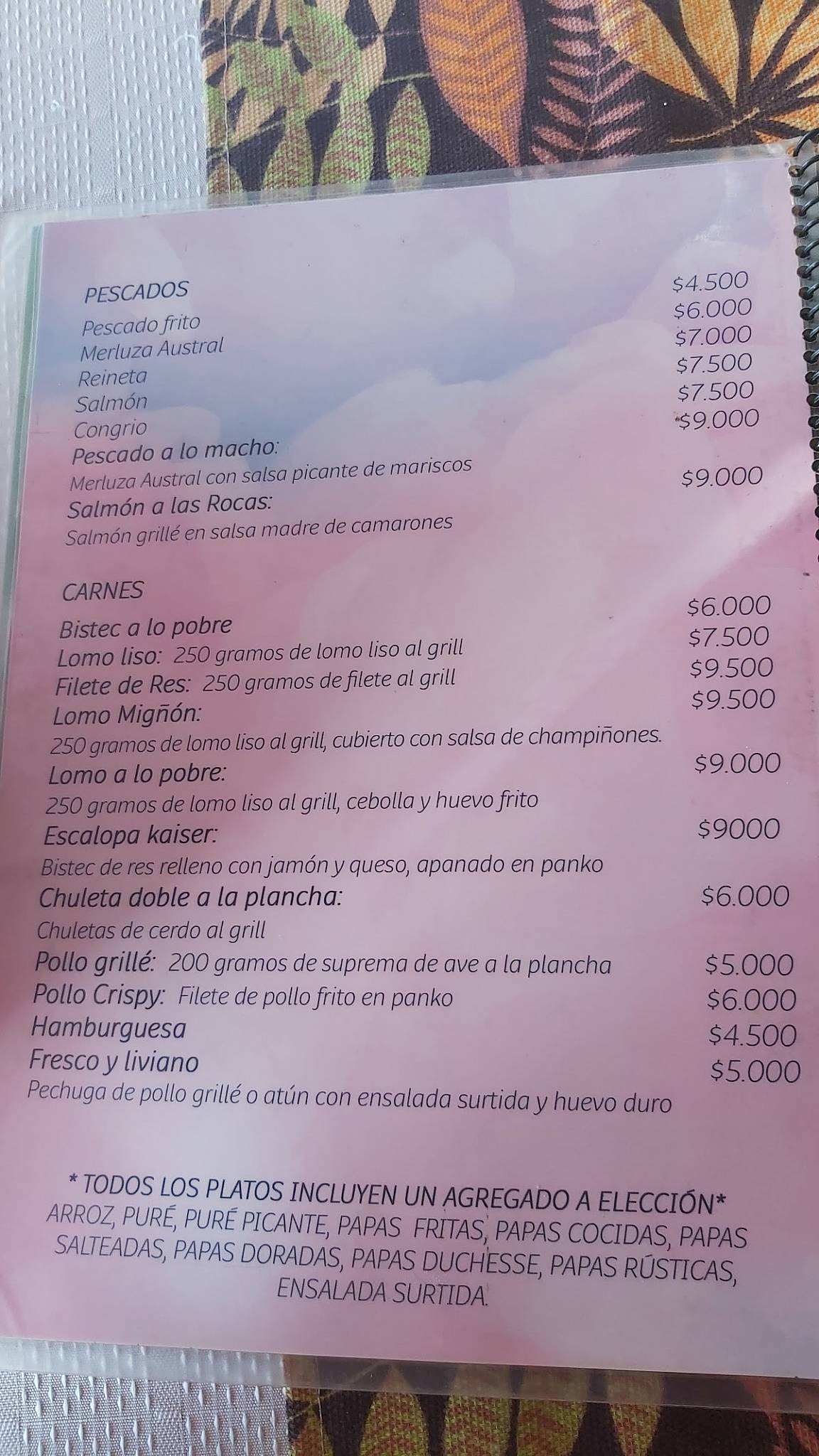 Las Rocas меню