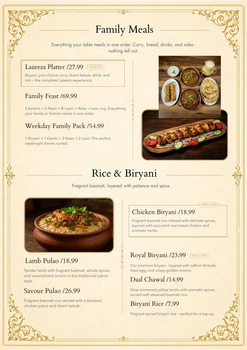 Lazeeza Restaurant меню