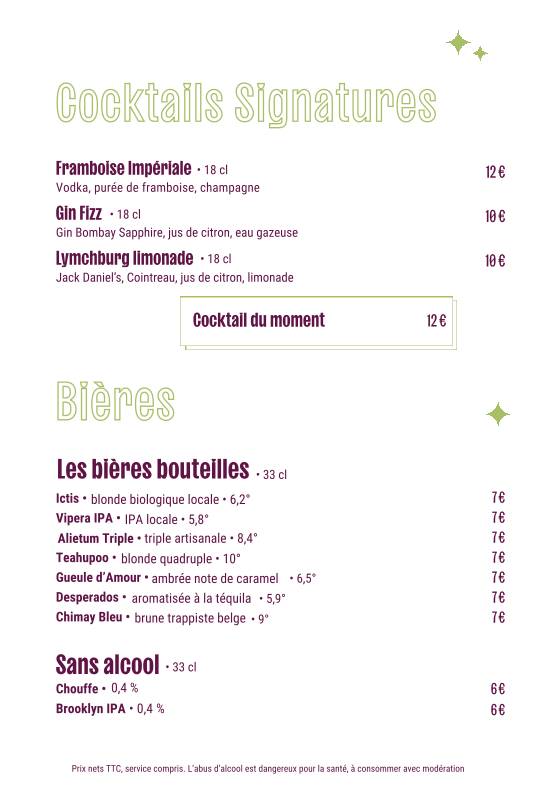 Le Comité des Fêtes меню