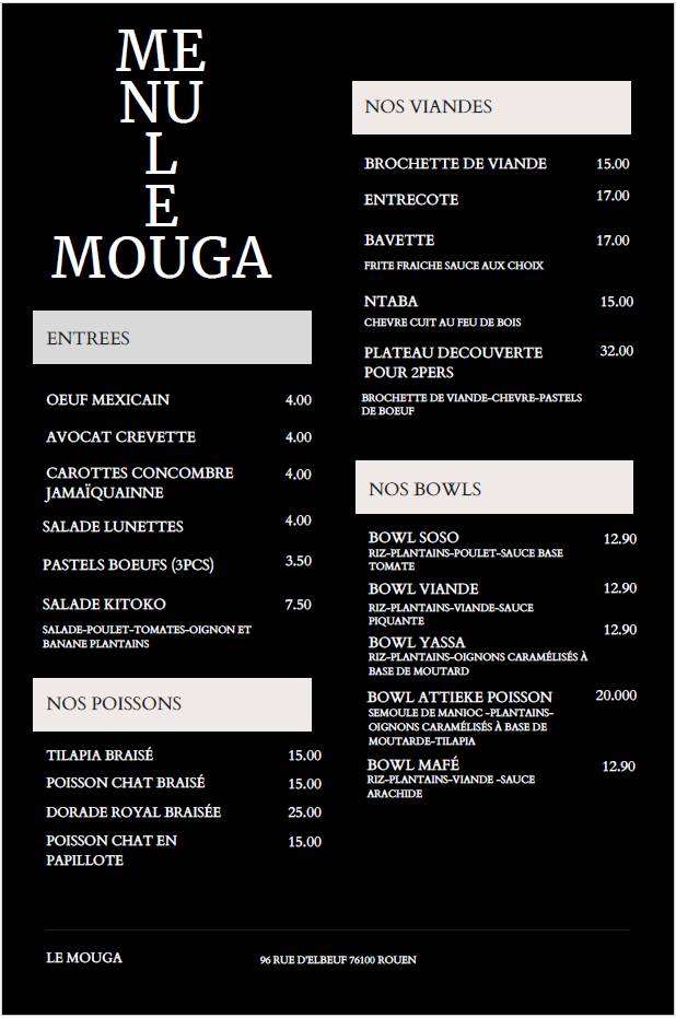 Le Mouga меню