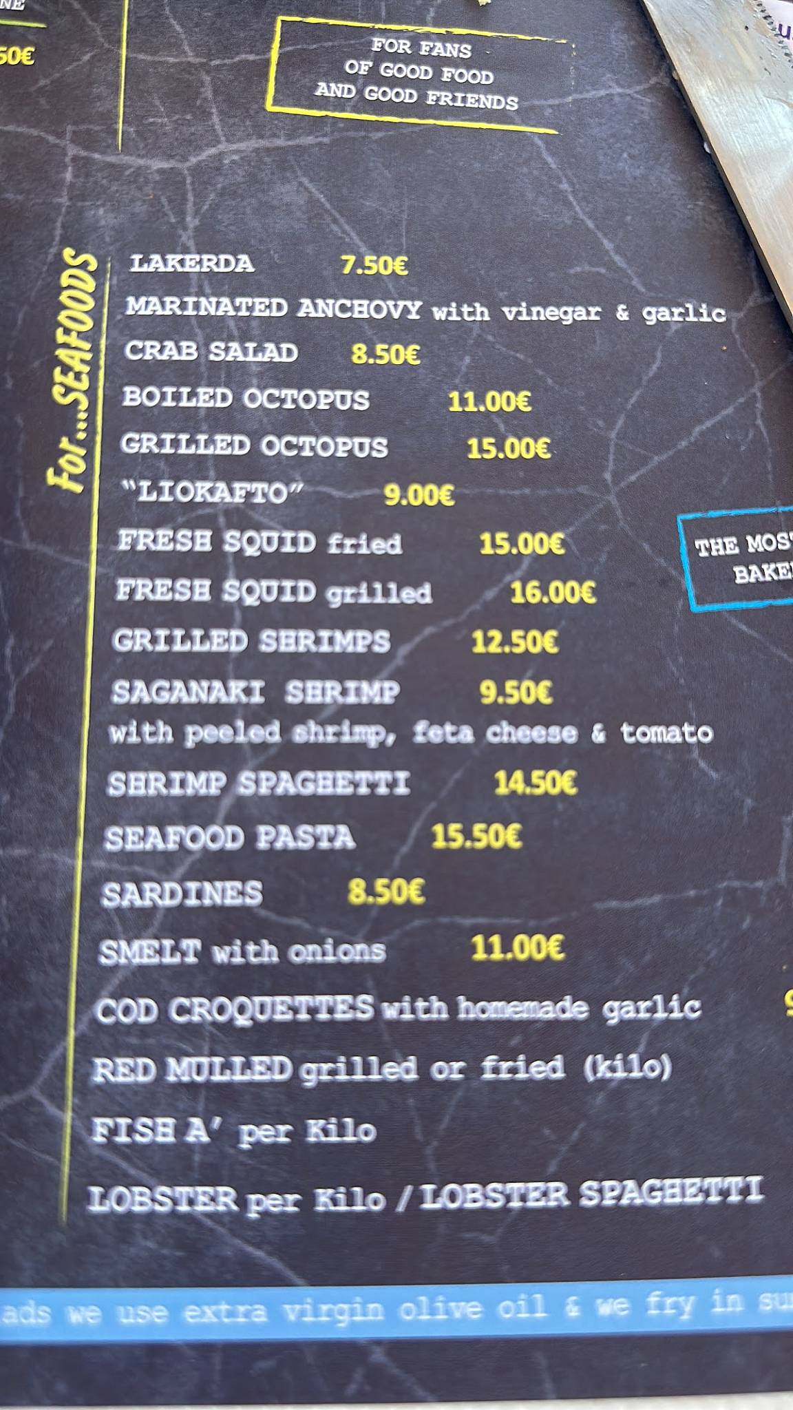 NOTOS Restaurant Beach Bar меню