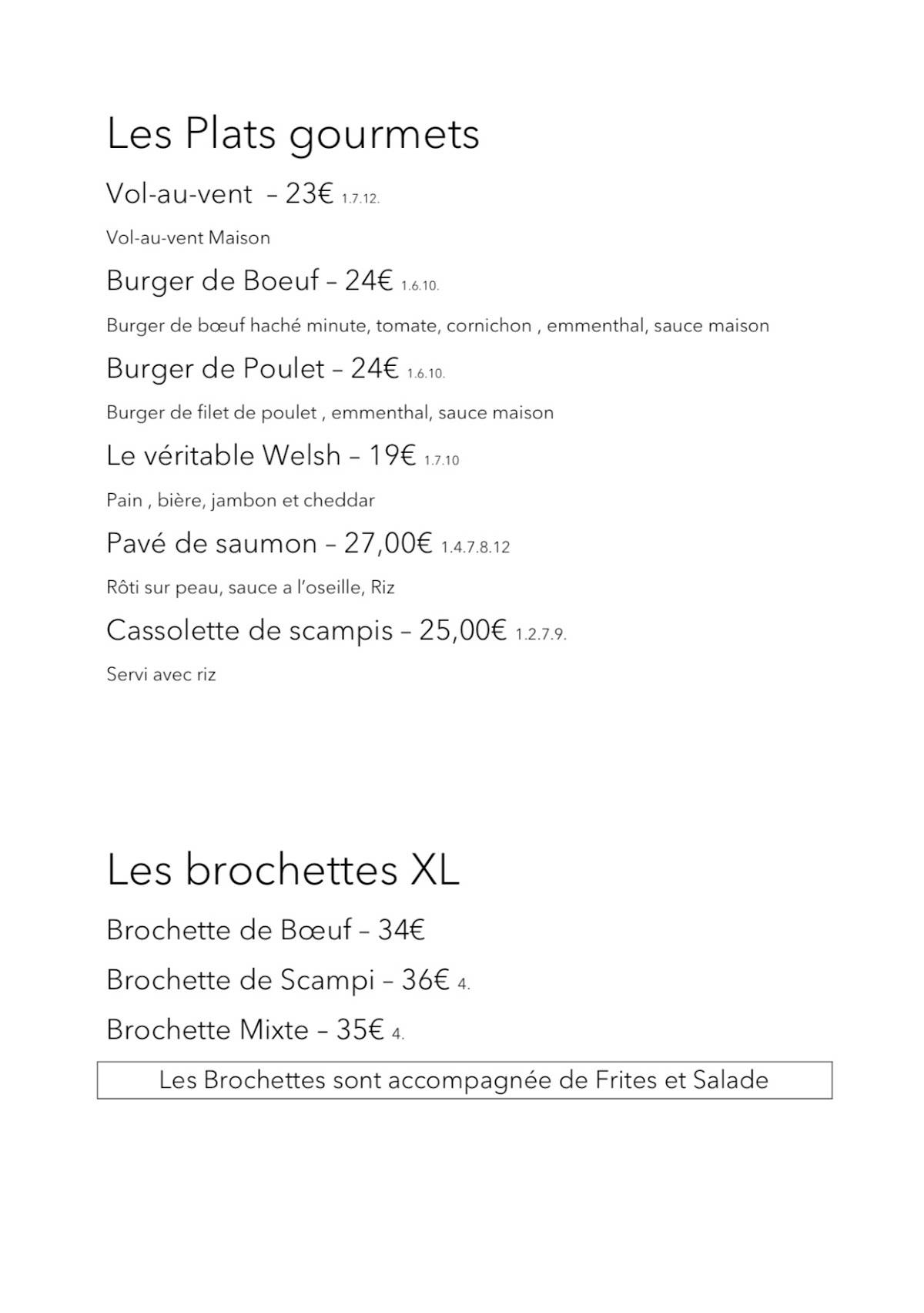 L'inoui S.a R.l. меню