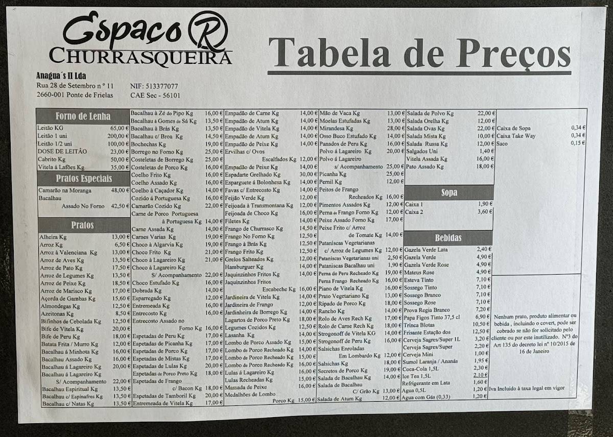 Espaço R меню