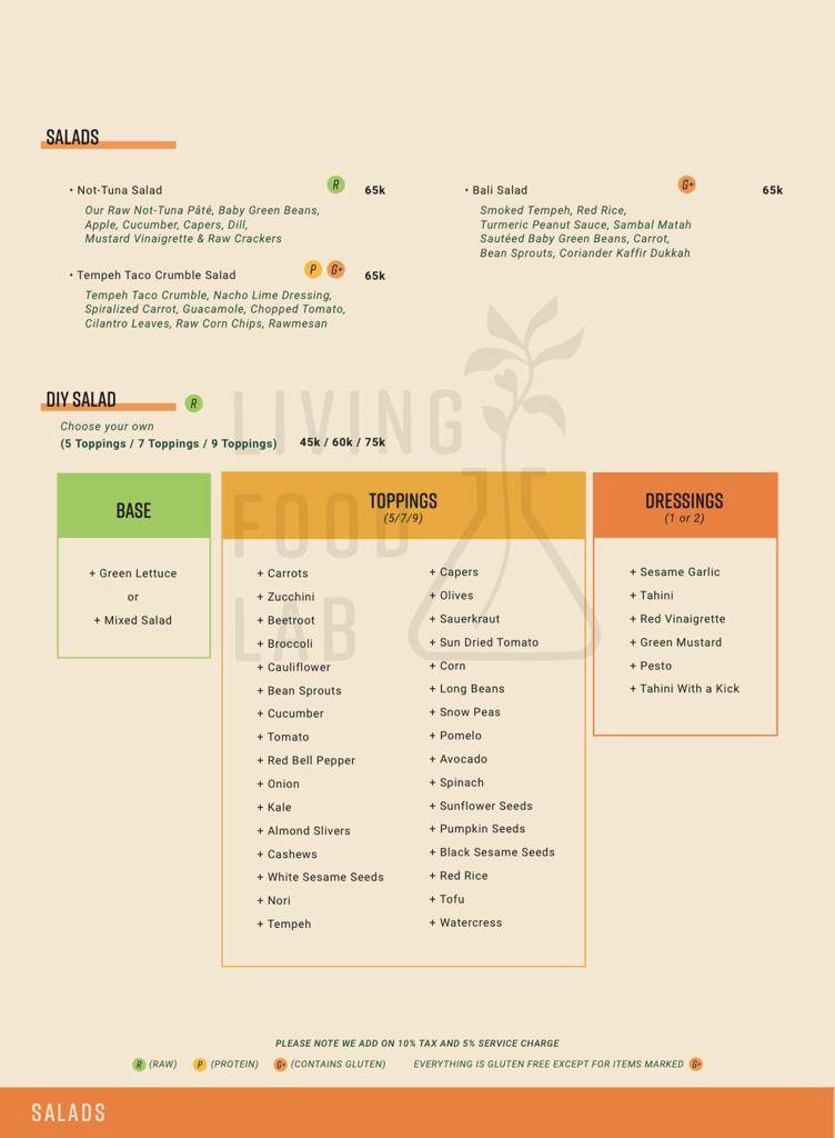 Living Food Lab меню