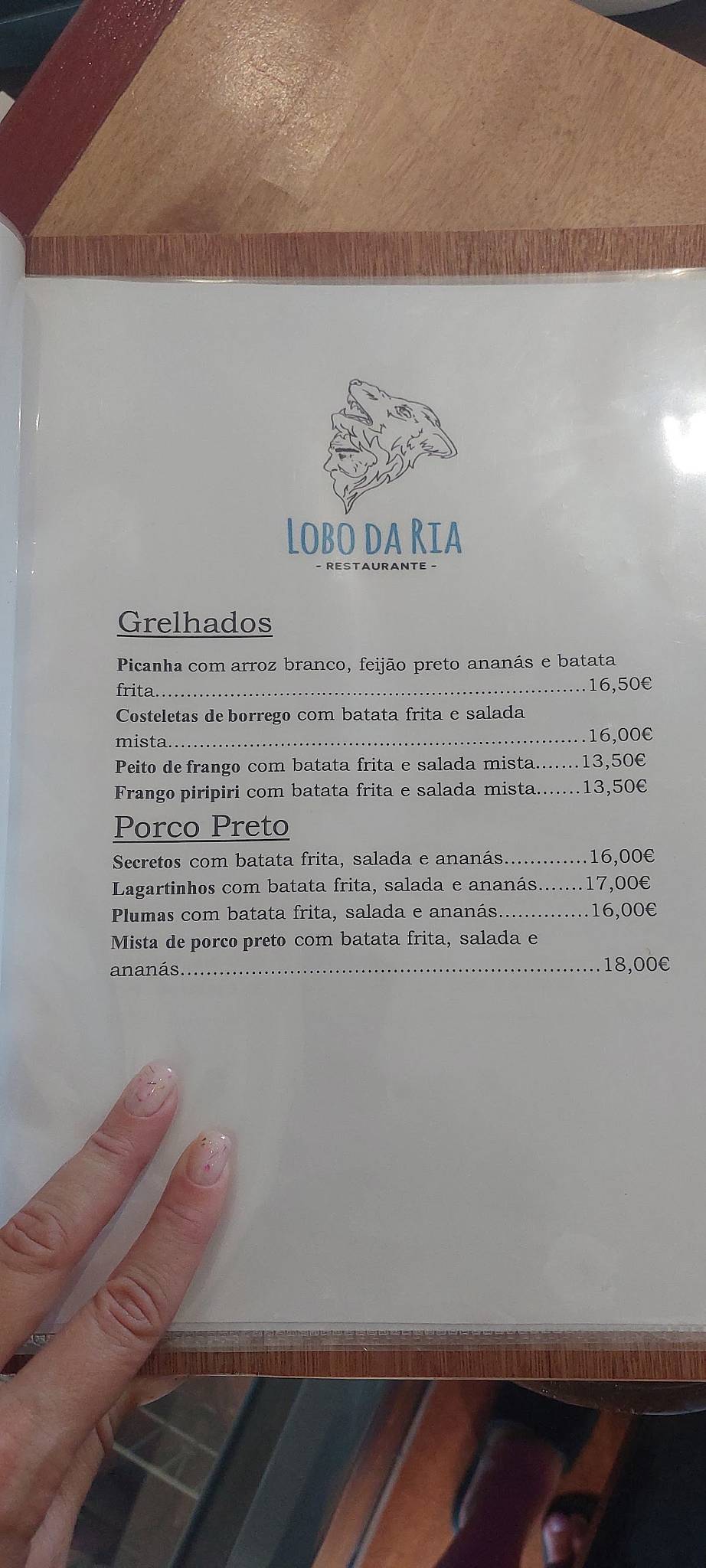 Lobo da Ria меню